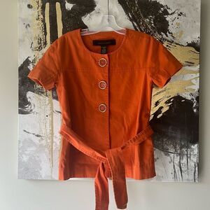 Apostrophe Orange 70s Style Jacket Dress Blazer Jacket Size Small 98% Cotton